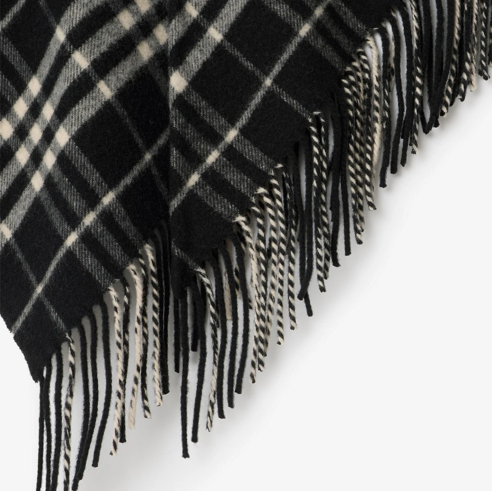 Check Wool Cashmere Cape in Black/calico | Burberry® Official