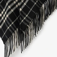 Check Wool Cashmere Cape in Black/calico | Burberry® Official