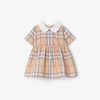 Check Cotton Poplin Dress with Bloomers in Pale stone - Children | Burberry® Official