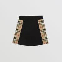 Vintage Check Panel Cotton A-line Skirt Black | Burberry® Official
