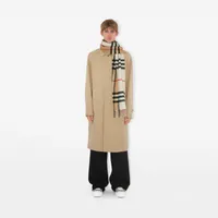 Contrast Check Cashmere Scarf in Archive beige/natural white | Burberry® Official