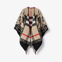 Reversible EKD Check Wool Cape in Archive beige | Burberry® Official