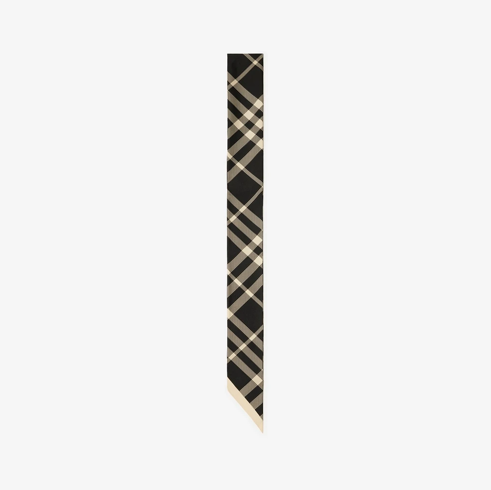 Skinny Check Silk Scarf in Black/calico | Burberry® Official