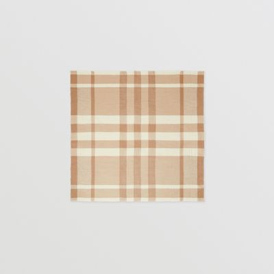 Check Cashmere Large Square Scarf in Camel | Burberry® Official