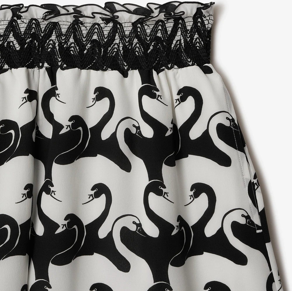 Swan Silk Shorts in Monochrome - Women, Cotton | Burberry® Official