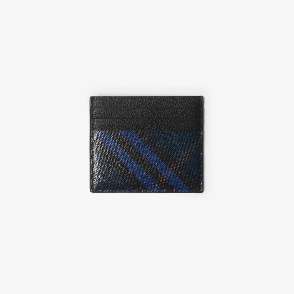 Tall Check Card Case in Midnight - Men, Cotton, Linen | Burberry® Official