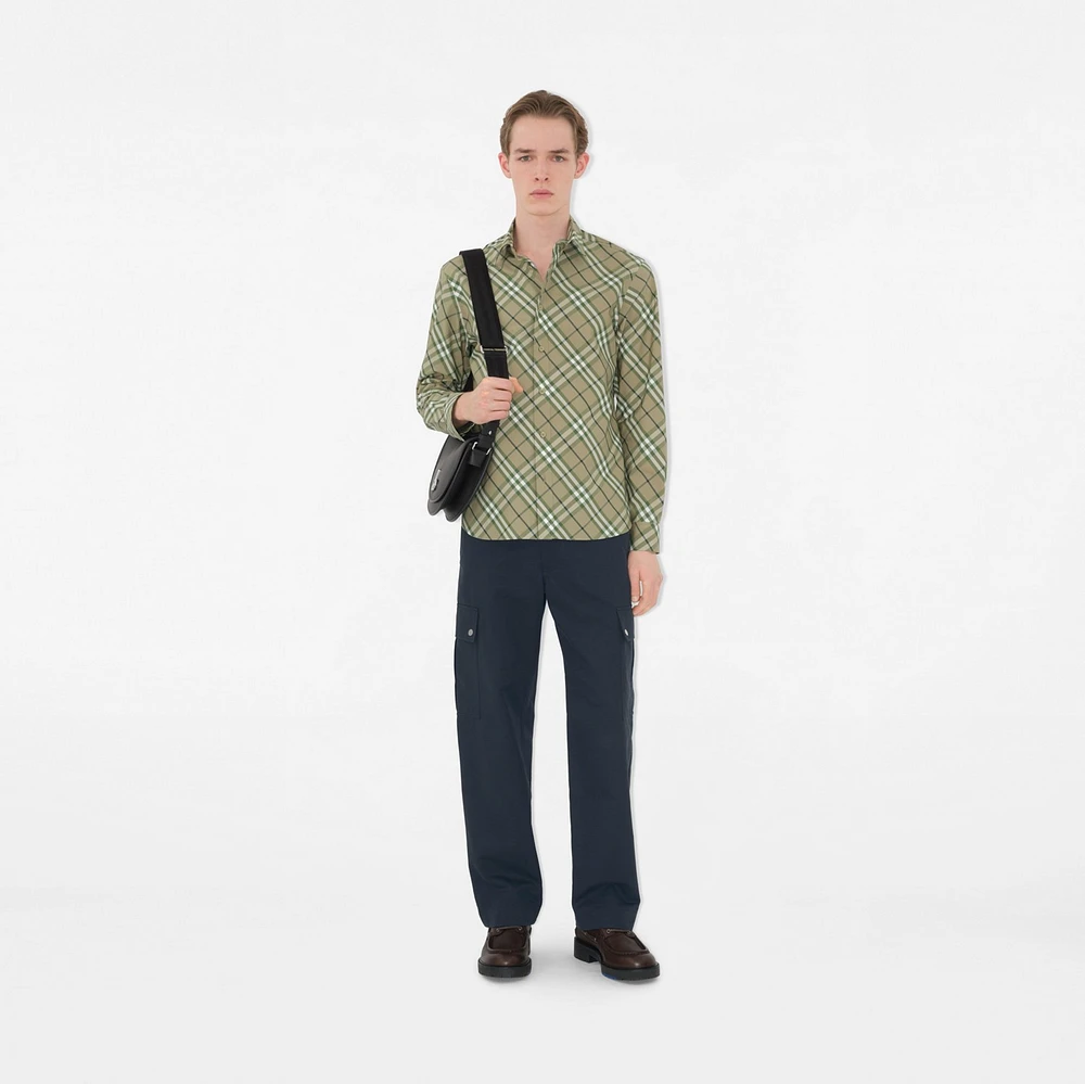 Regular Fit Check Cotton Shirt in Saxon - Men | Burberry® Official