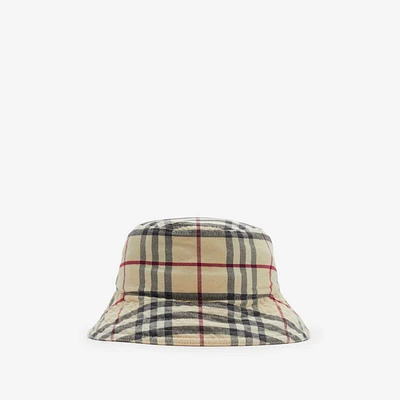 Check Cotton Bucket Hat in Stone - Men | Burberry® Official