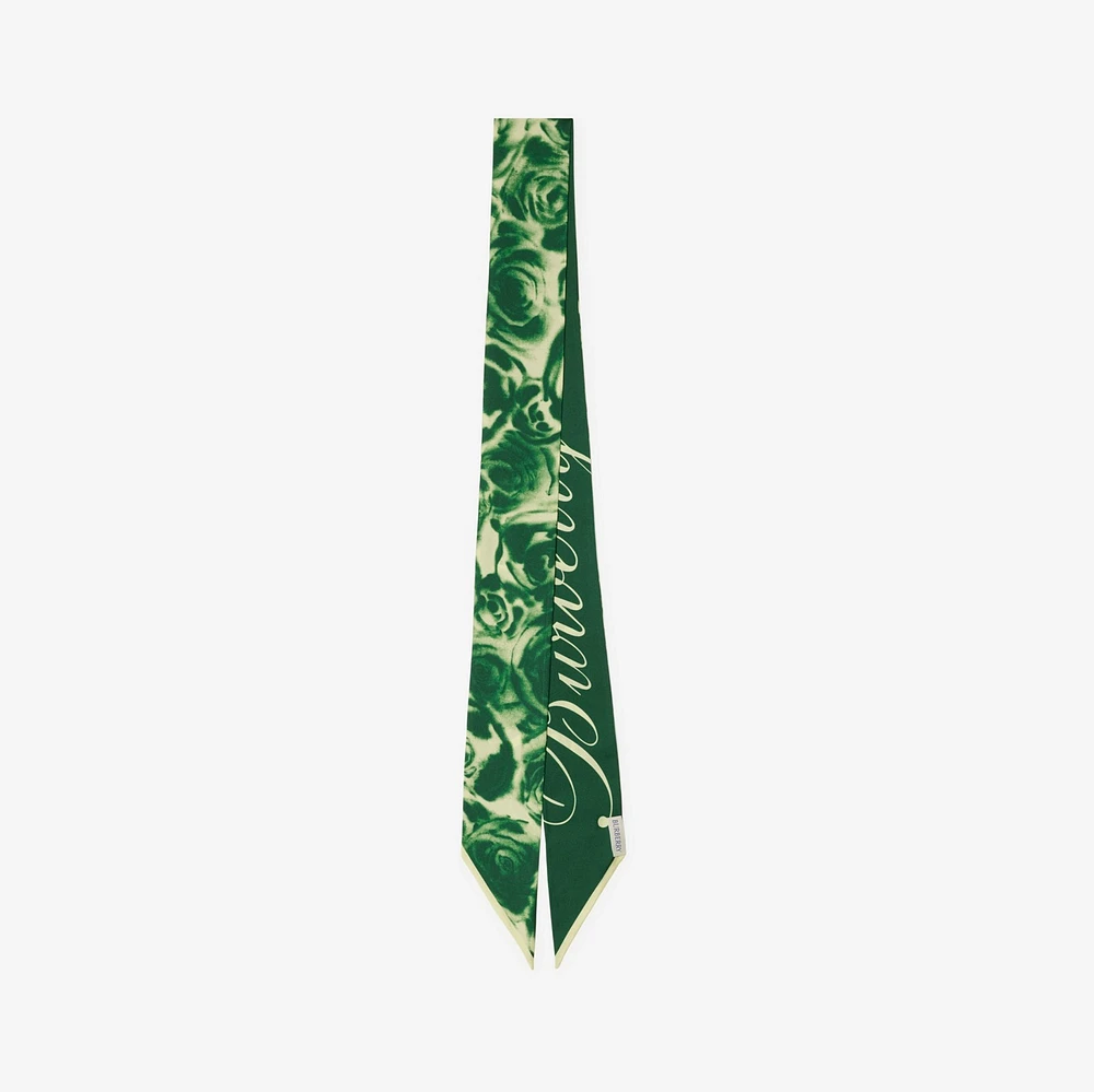 Skinny Rose Silk Scarf in Ivy | Burberry® Official