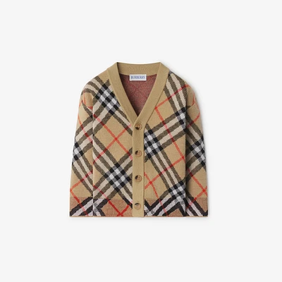 Check Wool Cardigan in Sand | Burberry® Official