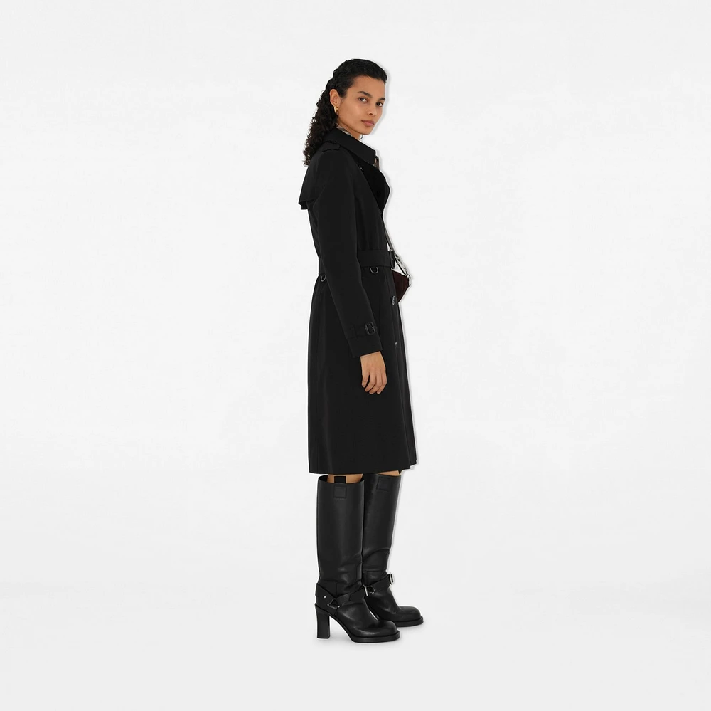 Long Chelsea Heritage Trench Coat in Black - Women, Cotton Gabardine | Burberry® Official