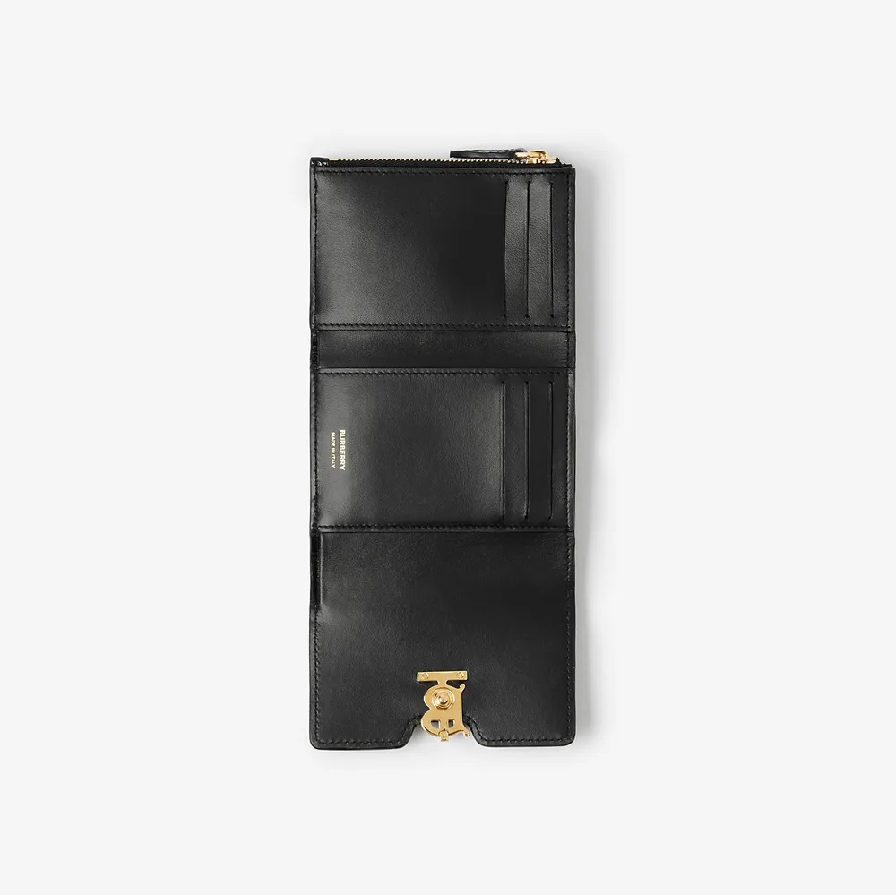 Embossed Leather TB Continental Wallet in Black - Women