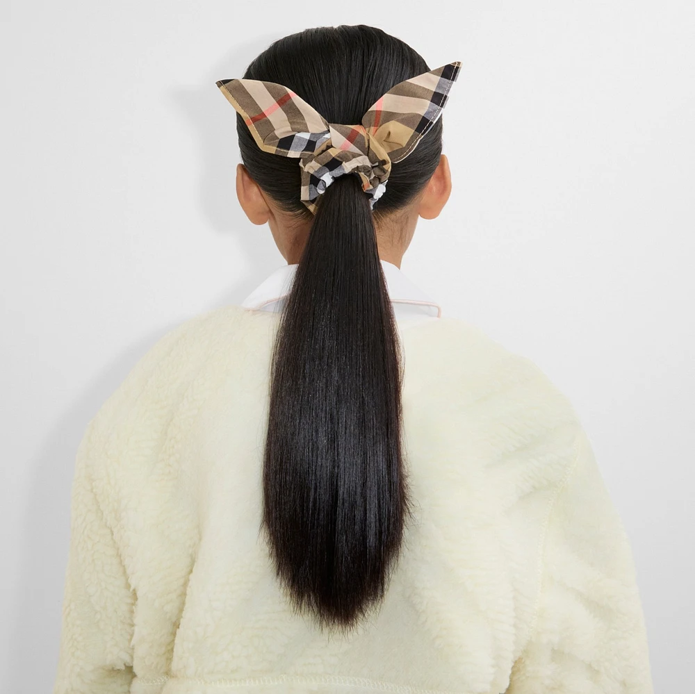Check Cotton Scrunchie in Sand - Children | Burberry® Official