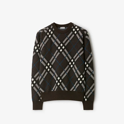 Check Wool Blend Sweater in Snug - Men, Mohair, Nylon | Burberry® Official