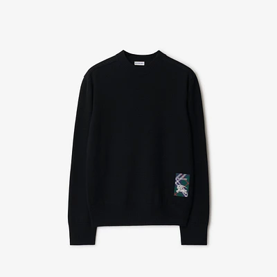 Check Label Wool Sweater in Black - Men | Burberry® Official