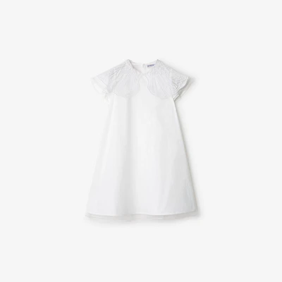 Tulle Collar Cotton Dress in White | Burberry® Official