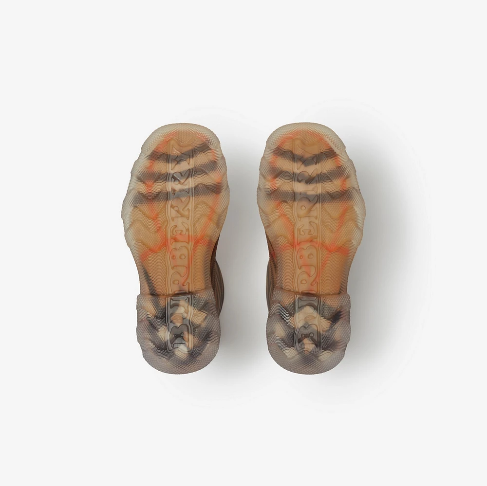 Check Rubber Marsh High Boots in Sand - Children | Burberry® Official