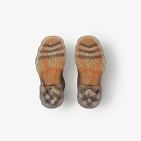 Check Rubber Marsh High Boots in Sand - Children | Burberry® Official