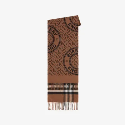 Montage Cashmere Reversible Scarf in Birch Brown