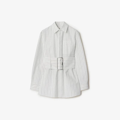 Regular Fit Striped Cotton Shirt in String/coal - Women | Burberry® Official