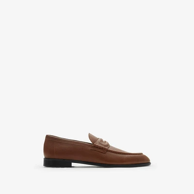 Leather Pearl Loafers in Pinecone - Men | Burberry® Official