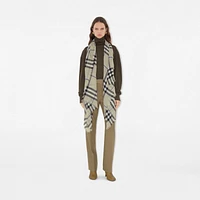Wide Check Wool Scarf in Lichen | Burberry® Official