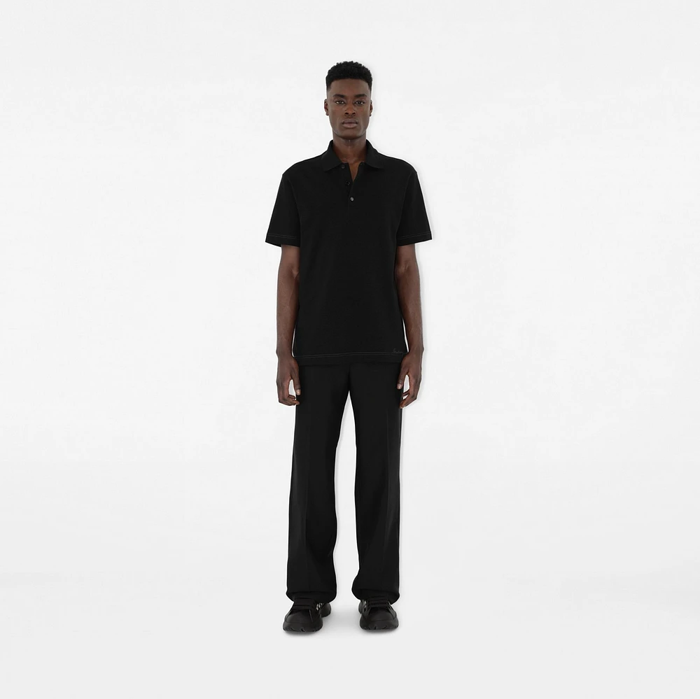 Cotton Polo Shirt in Black - Men | Burberry® Official