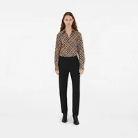 Check Wool Blend Shirt in Linden - Women, Technical | Burberry® Official