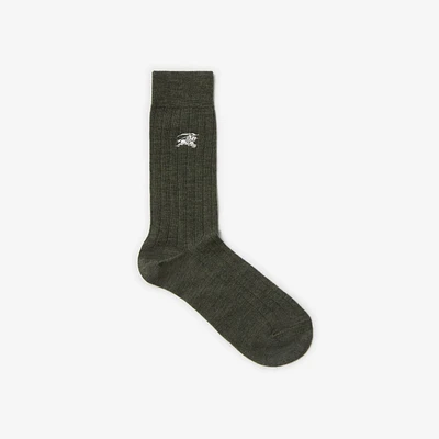 Wool Blend Socks in Green | Burberry® Official