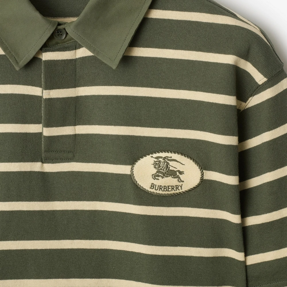 Striped Cotton Polo Shirt in Yew - Men | Burberry® Official