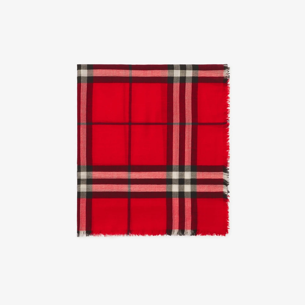 Check Wool Scarf in Scarlet | Burberry® Official