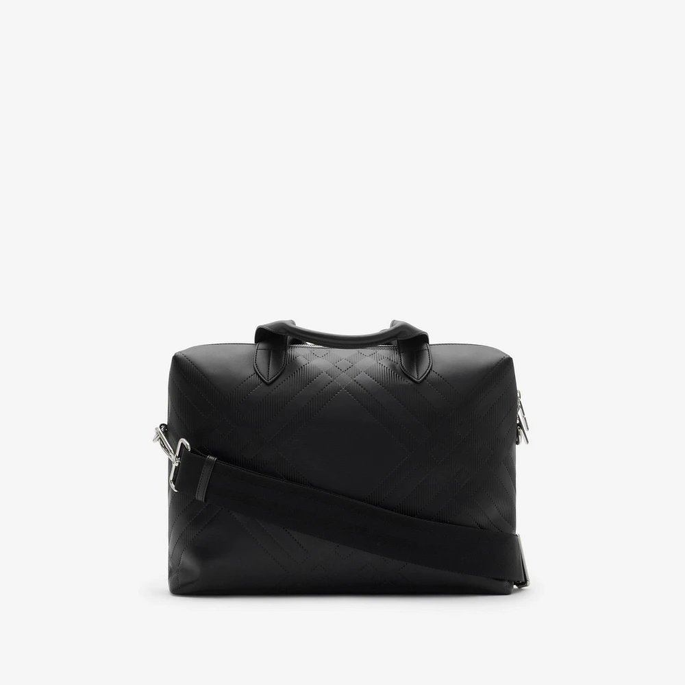 Embossed Check Briefcase in Black - Men | Burberry® Official