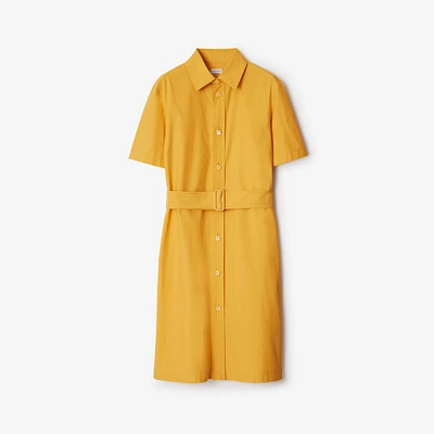 Cotton Blend Shirt Dress in Sunflower - Women, Nylon | Burberry® Official
