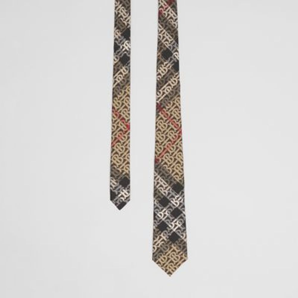 Classic Cut Monogram Check Silk Jacquard Tie in Archive Beige - Men | Burberry United States
