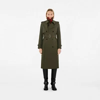 Long Cotton Blend Trench Coat in Military - Women | Burberry® Official