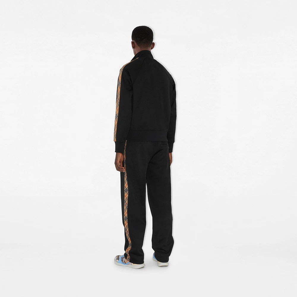 Check Trim Cotton Blend Track Pants in Black - Men | Burberry® Official