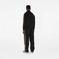 Check Trim Cotton Blend Track Pants in Black - Men | Burberry® Official