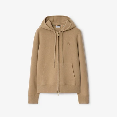 Cashmere Blend Zip Hoodie in Flax - Women | Burberry® Official