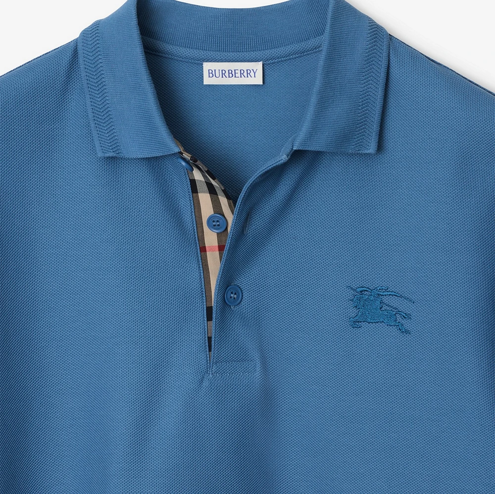 Cotton Polo Shirt in Pool - Men | Burberry® Official