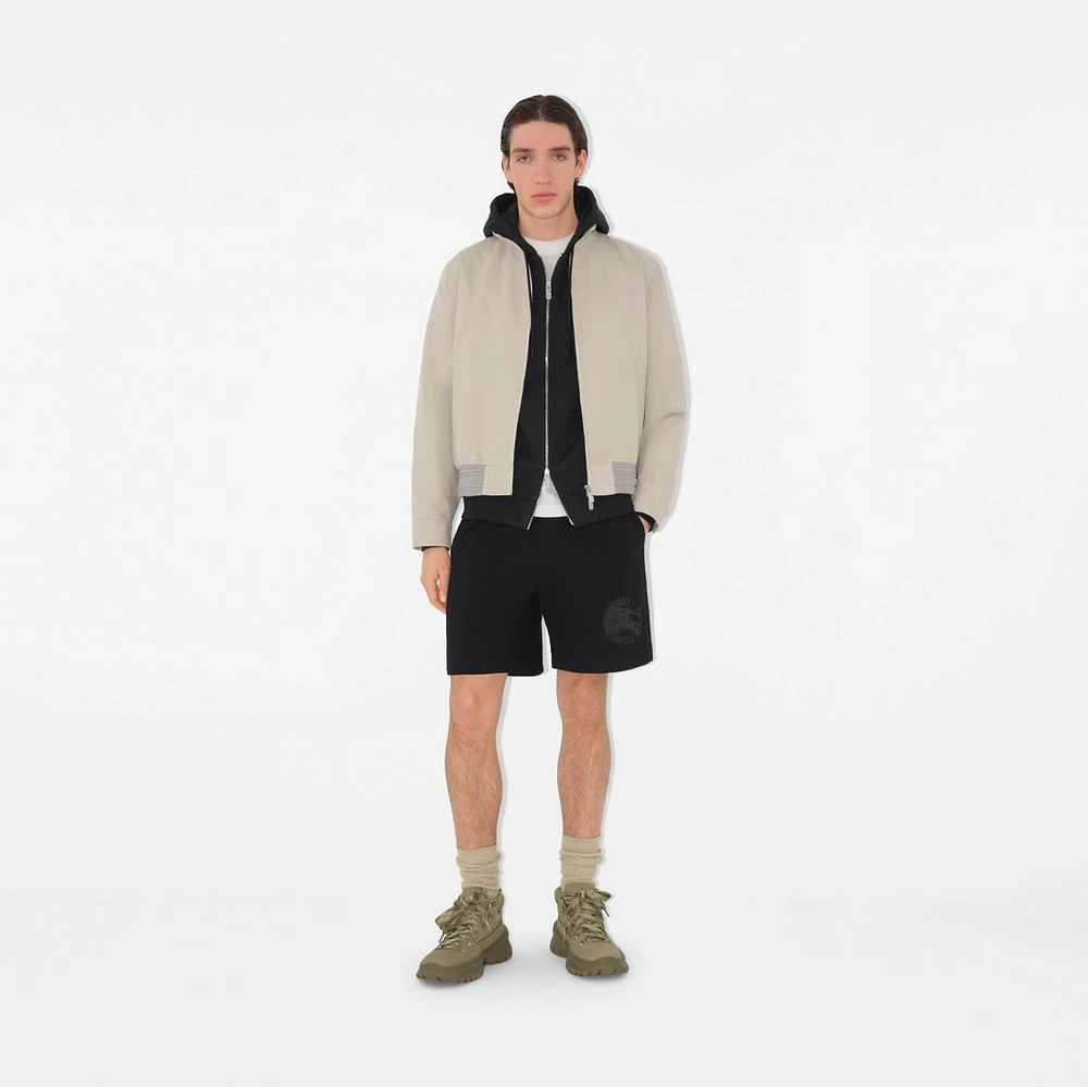 EKD Badge Cotton Shorts in Black - Men | Burberry® Official