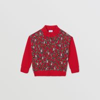 Monogram Motif Silk Panel Cotton Sweatshirt Bright Red | Burberry® Official