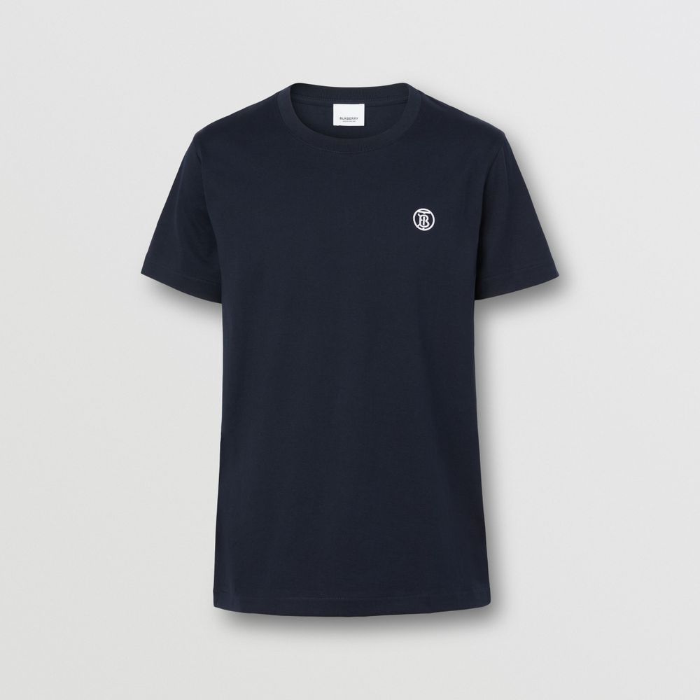 Monogram Motif Cotton T-shirt Coal Blue - Men | Burberry® Official