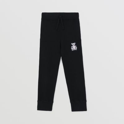 Thomas Bear Appliqué Cashmere Jogging Pants Black | Burberry® Official