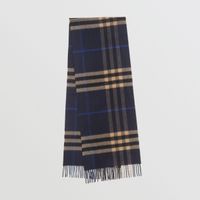 The Classic Check Cashmere Scarf in Indigo/mid Camel | Burberry® Official
