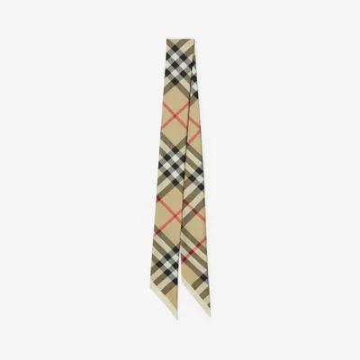 Skinny Check Silk Scarf in Archive beige | Burberry® Official