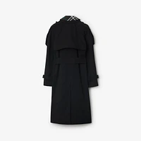 Long Detachable Collar Gabardine Trench Coat in Black - Women, Cotton | Burberry® Official