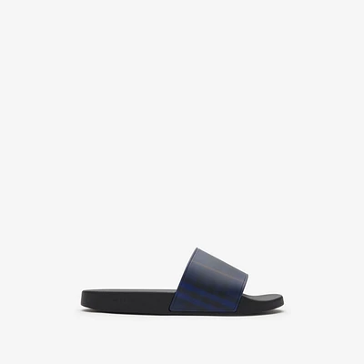 Check Slides in Midnight - Men, Technical | Burberry® Official