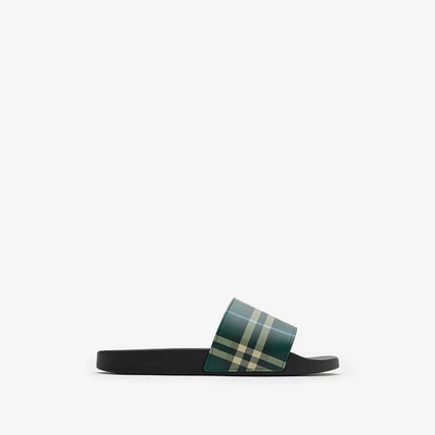 Check Slides in Leaf - Men, Technical | Burberry® Official