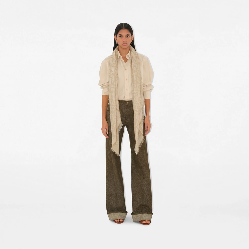 B Charm Wool Scarf in Sand | Burberry® Official