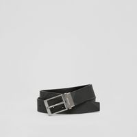 Reversible Charcoal Check and Leather Belt Charcoal/graphite - Men | Burberry® Official
